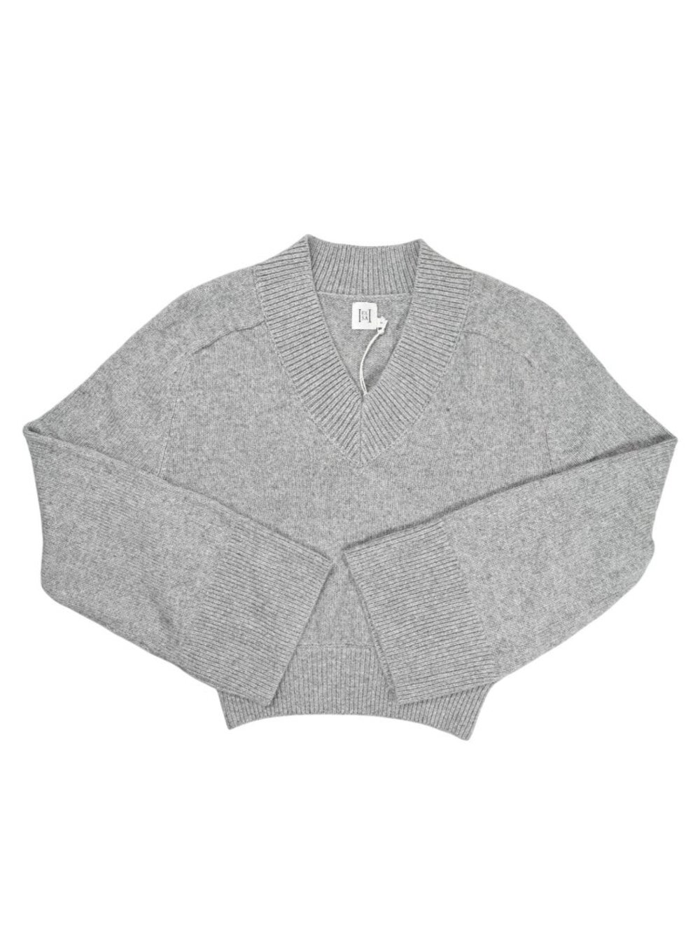 Helsa Talena V Neck Sweater in Heather Grey